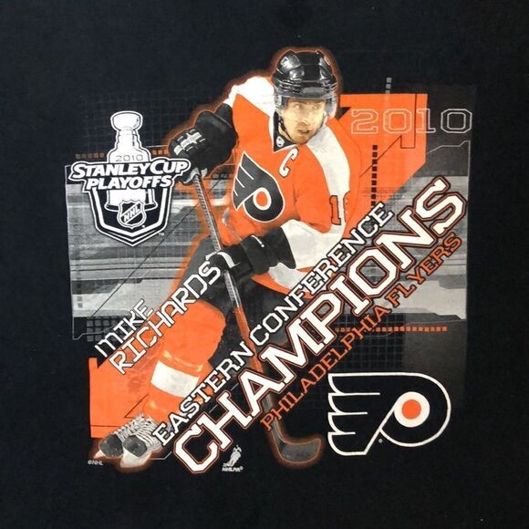 Vintage Philadelphia Flyers Mike Richards Eastern Conference Champs 2010 T-Shirt - Picture 2 of 9